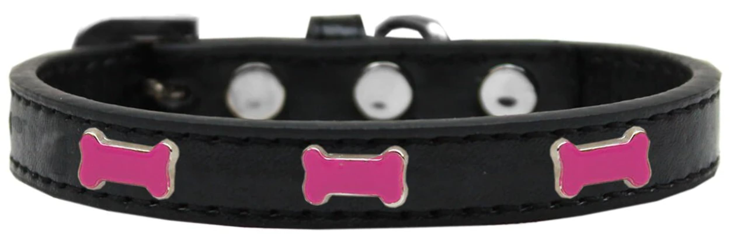 Dog, Puppy & Pet Widget Fashion Collar, Pink Bone Black 12