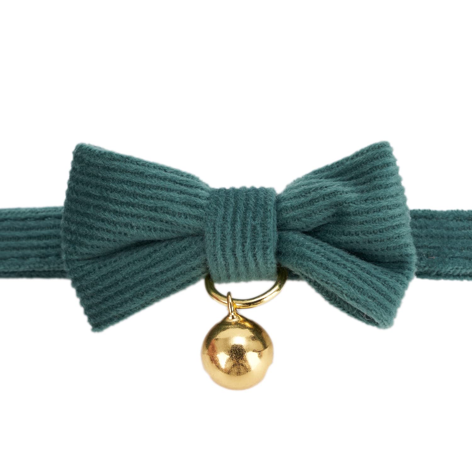 Petiry Soft Corduroy Cat Collar, Plaid Pattern, With Bell And Bowtie, Safety Breakaway Clasp, Adjustable For Kitten And Cats Gre
