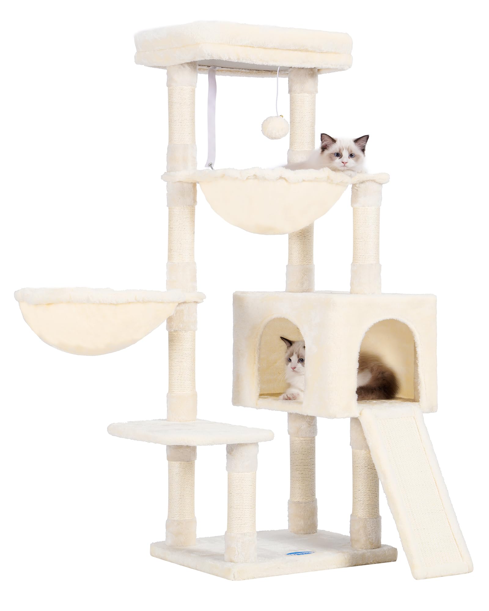 Hey-brother Large Cat Tree, Cat Tower for Indoor Cats, Cat House with Padded Bed, Cozy Condo, Hammocks, Sisal Scratching Posts, 