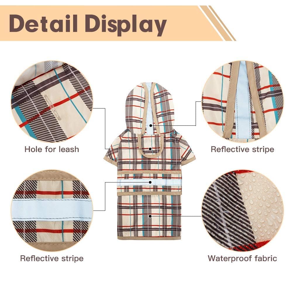 Dog Raincoat Hooded With Reflective Strip - Waterproof Dog Jumpsuit Raincoat Adjustable Lightweight Breathable Rain Poncho Jacket Rainwear For Large Dogs