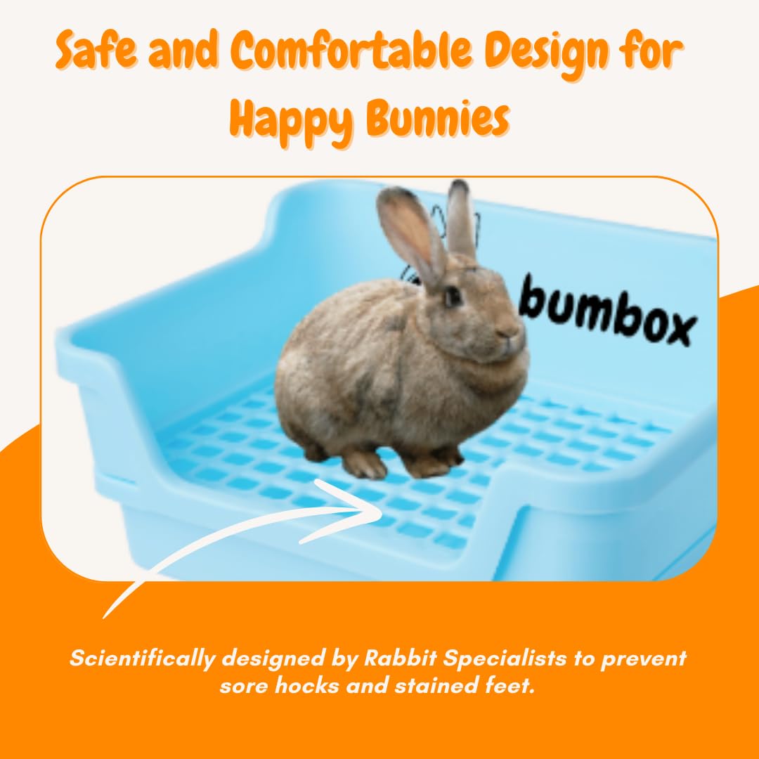 Bumbox Rabbit Large Litter Box W/Plastic Grid Safe For Bunny Feet - Training Rabbit Cage Indoor Or Outdoor For Small And Large A