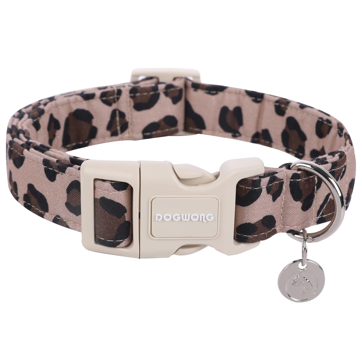 Dogwong Cotton Dog Collar, Leopard Print, Soft & Comfortable, Durable Plastic Buckle, X-Small, Perfect For Small, Medium, Large 
