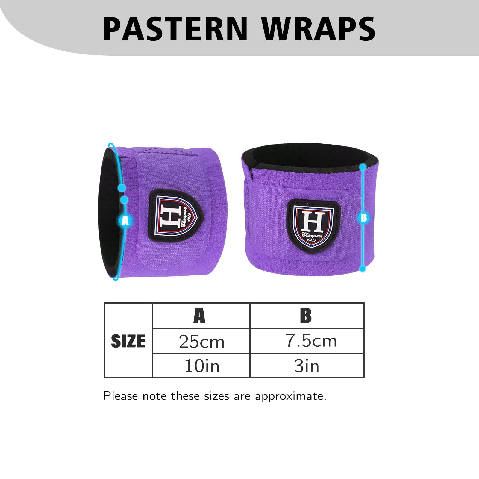 Harrison Howard Durable Shock-Absorbent Breathable Impact Protection Pastern Wraps For Horse Sold In Pairs-Purple