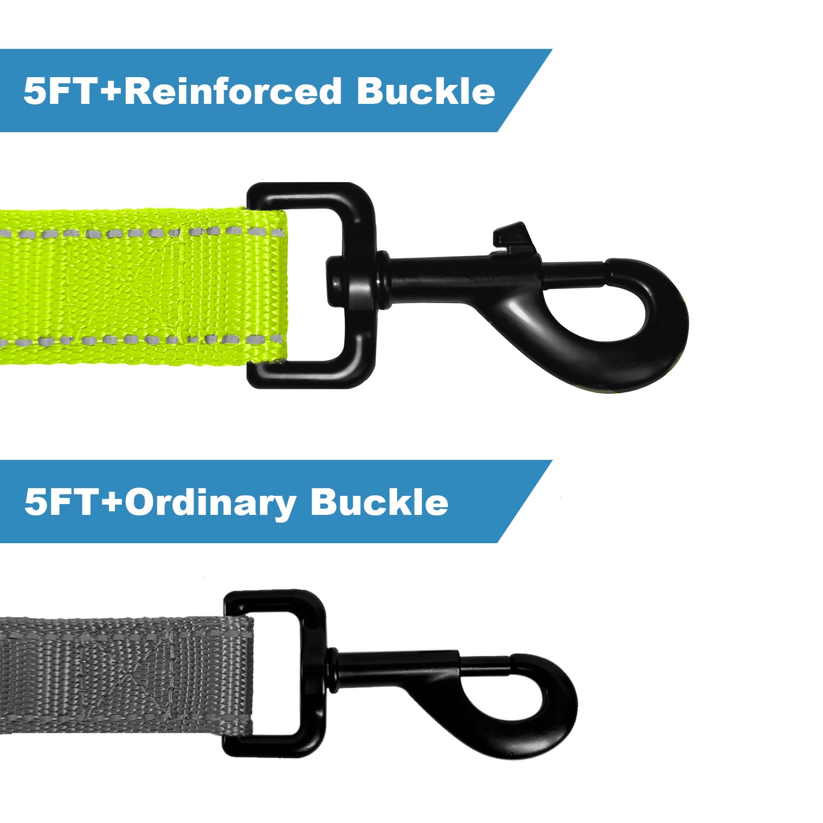 Dog Leashes For Large Dogs Walking, Reinforced Thick Nylon Pet Leash With Reflective Finish And Soft Hand-Held Grip, 5Ft, Bright