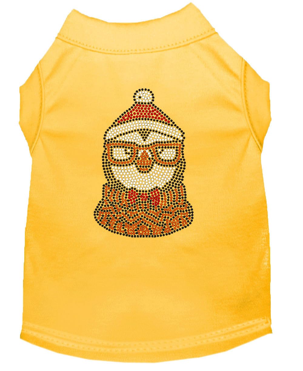 Christmas Pet Dog & Cat Shirt Rhinestone, 'Hipster Penguin' Yellow 2Xl (20-25 Lbs.)