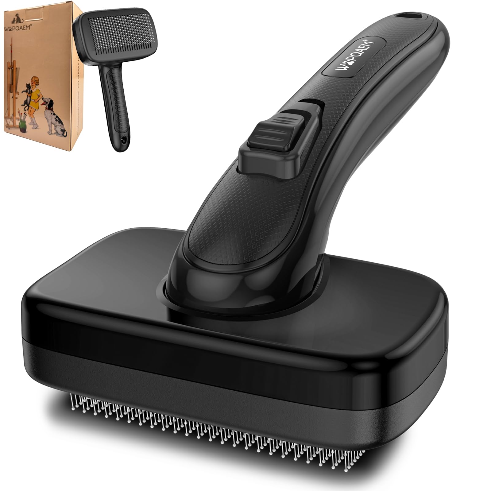 Self Cleaning Slicker Pet Brush For Grooming And Shedding Small Medium Large Dog Cat - Gently Remove Loose Tangling Knot Undercoat Fur Mats - Suitable For Long Short Hair Lengths Sensitive Animals