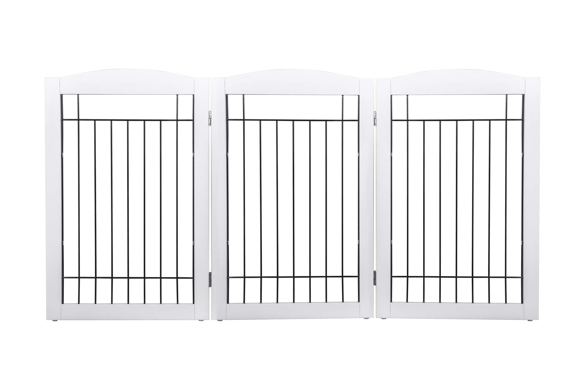 Spirich Freestanding Wire Pet Gate For Dogs, 60 Inches Extra Wide, 30 Inches Tall Dog Gate For The Houes, Doorway, Stairs, Pet Puppy Safety Fence, White- 3 Panels(No Include Support Feet)