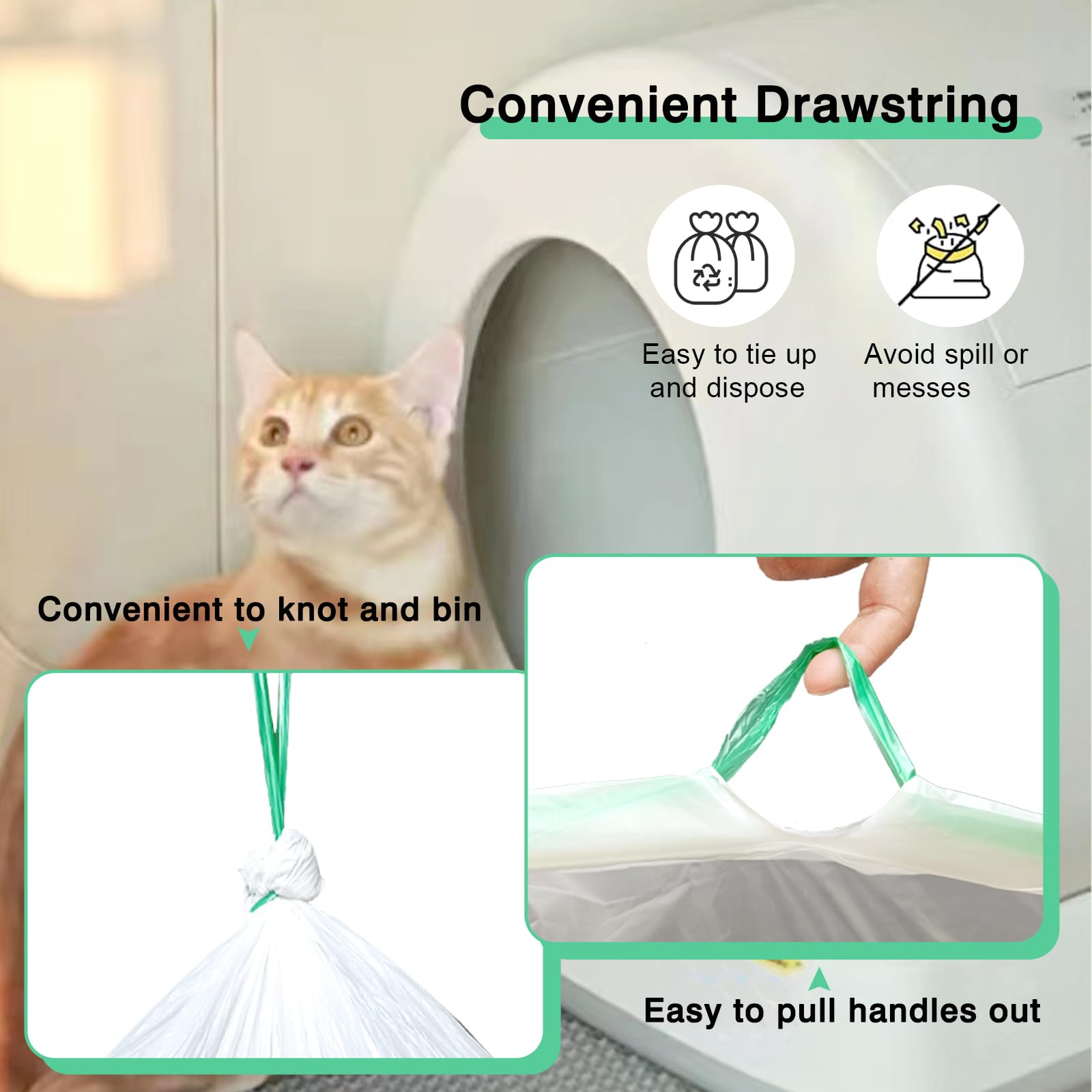 100 Count Cat Litter Liner Bags Compatible With Mw-Sc01/Mw-Sc02/Mw-Lr01 Self-Cleaning Automatic Cat Litter Box, Thick Heavy Duty