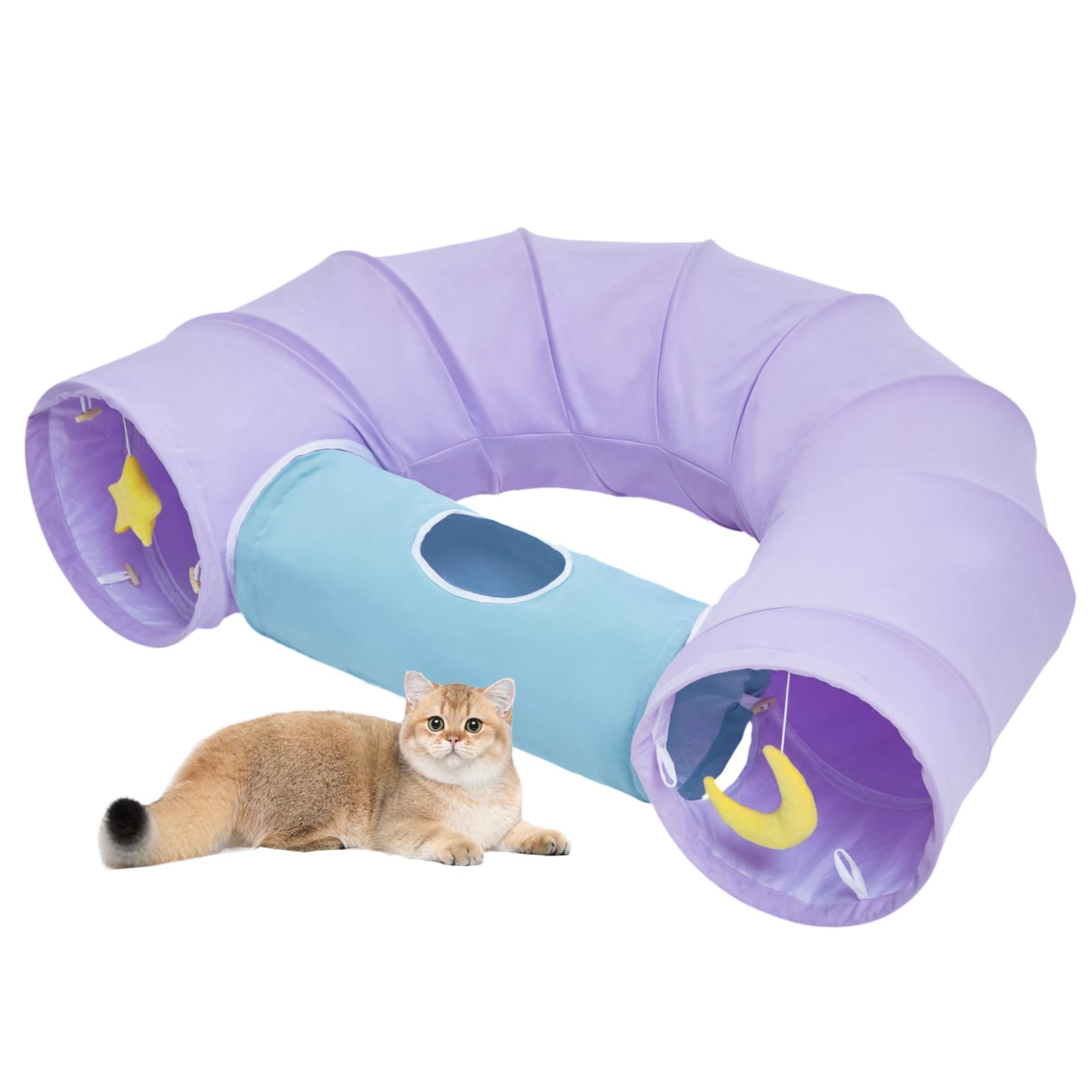 Paopo Cat Tunnel,Cat Tunnels For Indoor Cats Collapsible Large Cat Tunnel Cute Cat Tunnel Toy For Cat,Kitten,Puppy,Rabbit,Purple
