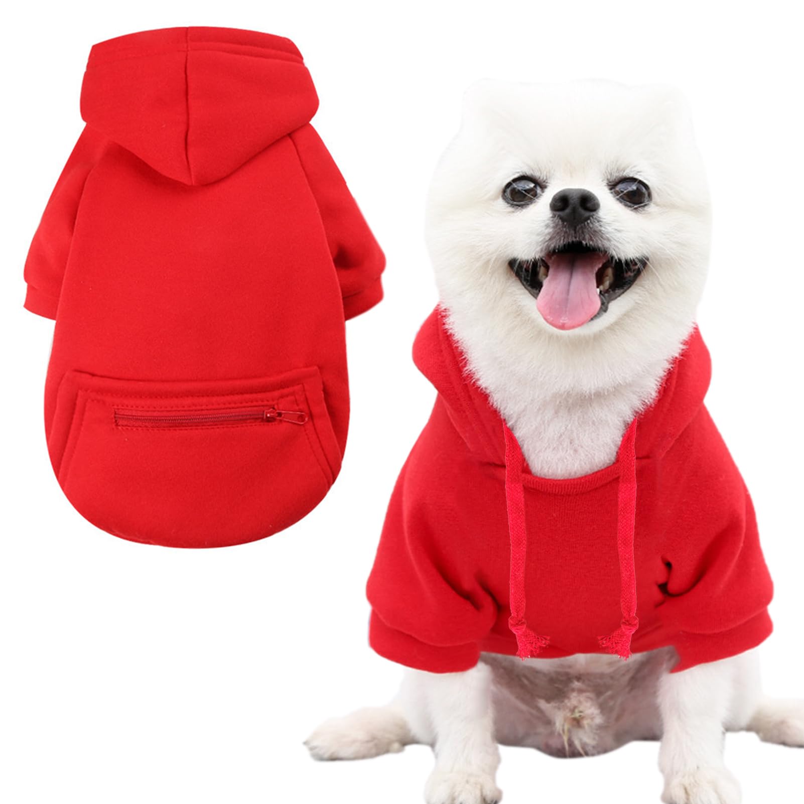 Jecikelon Pet Dog Cold Weather Coat with Pocket Winter Dog Hoodie Warm Puppy Clothes for Small Dogs Chihuahua Clothing (Medium, 