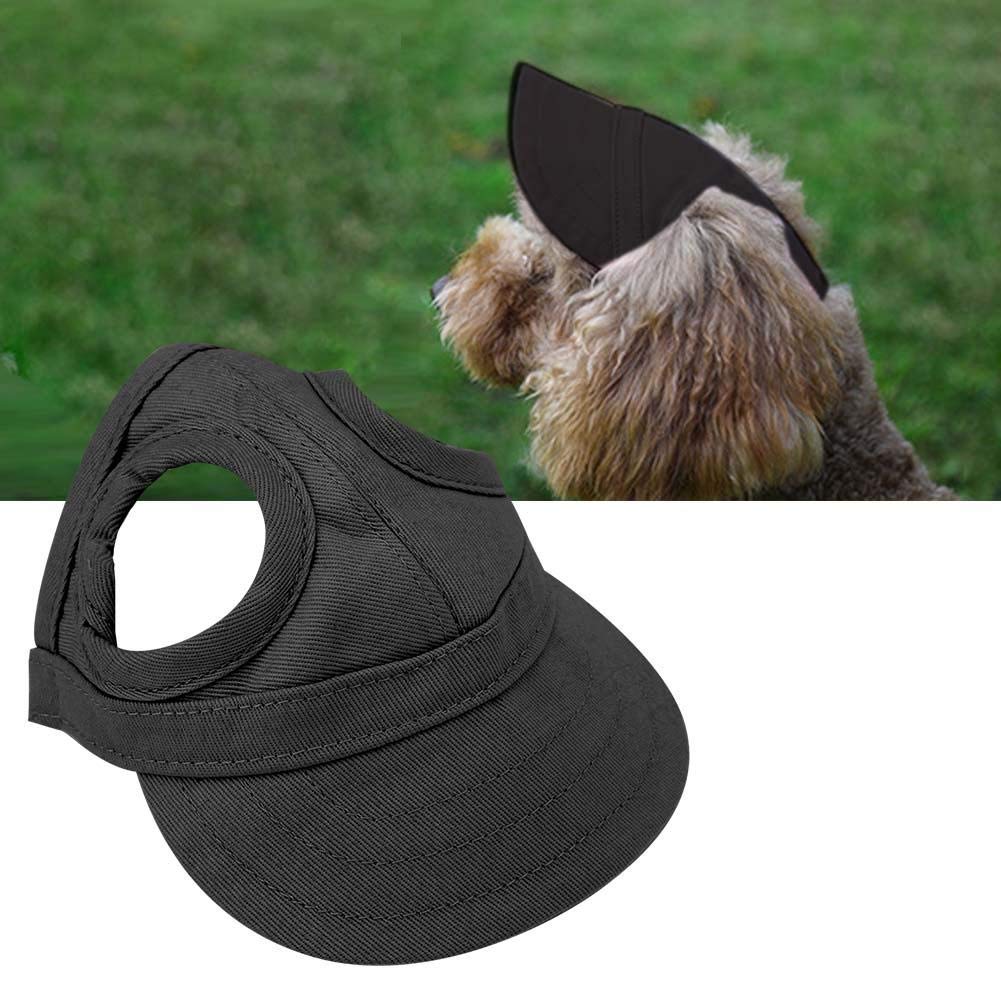 Fdit Pet Dog Sun Protection Visor Hat With Adjustable Strap Sport Hat (Black L)