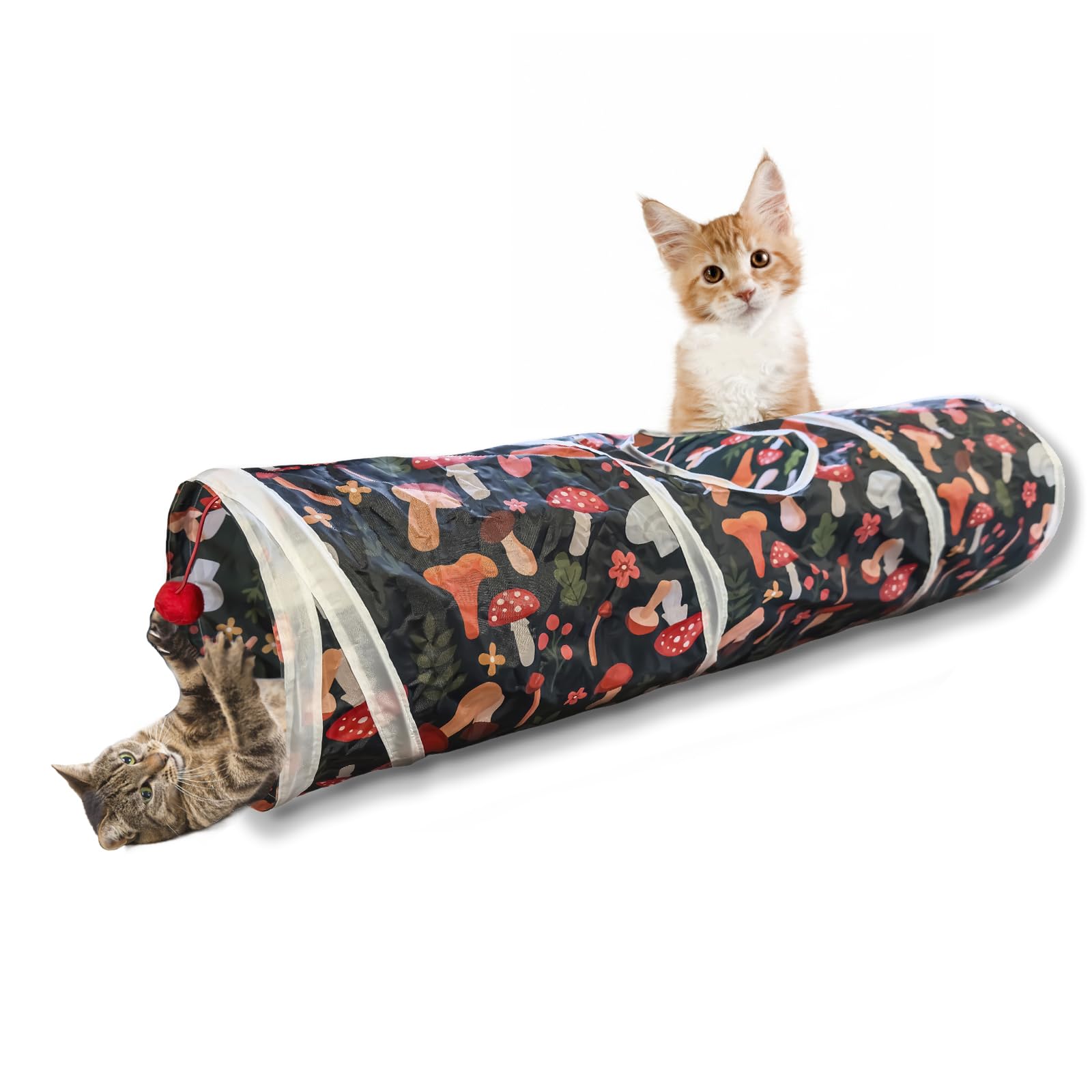 Cat Tunnel, 2-Way Cat Tunnels for Indoor Cats, Collapsible Cat Play Tunnel, Interactive Toy Maze Cat House with 2 Play Ball for 