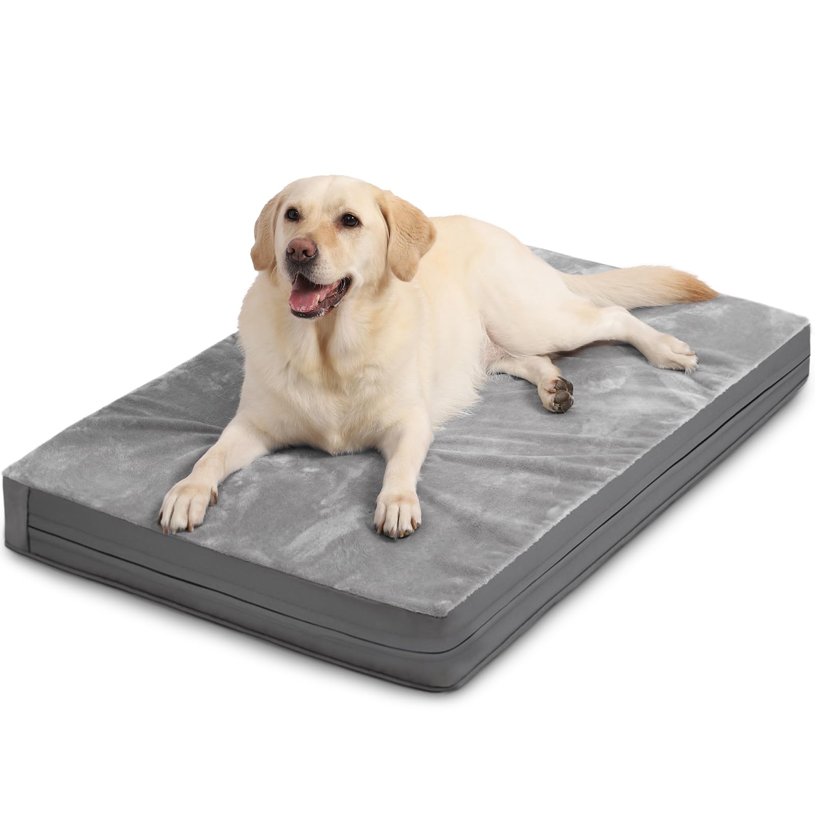 Waterproof Xxl Dog Beds Large Sized Dog, Orthopedic Washable Crate Pad 48 Inch, Jumbo Xxlarge Foam Pet Bed With Removable Cover 