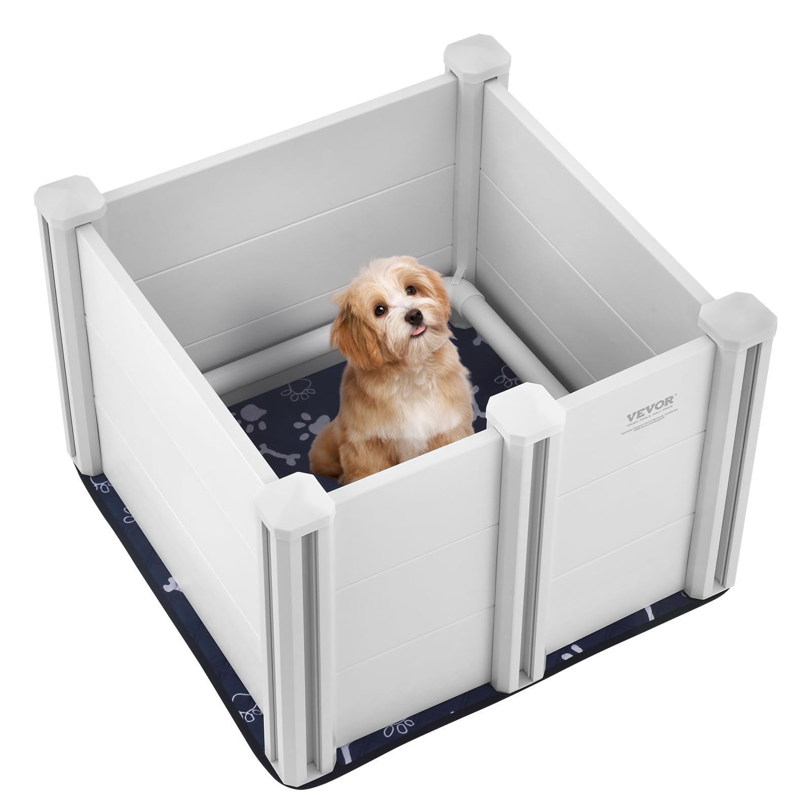 VEVOR Dog Whelping Box 28.3x28.3x18.1in PVC with Rails Pee Pad for Dogs Puppies