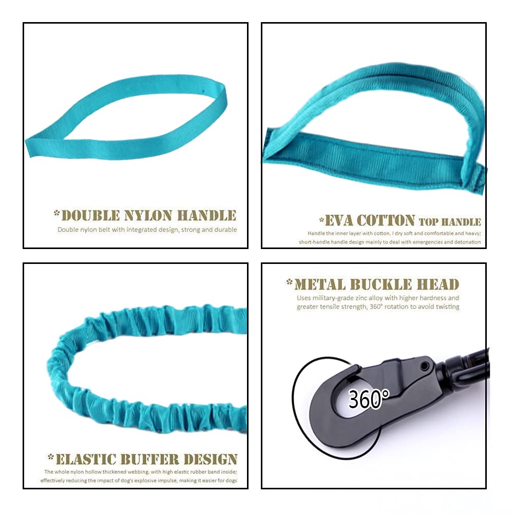 Tactical Dog Collar And Leash Set Tactical Dog Collar With Handle Bungee Leash Adjustable Military Training Nylon Collar Dog Training Collar Leash Set With Control Handleand Metal Buckle(Blue M