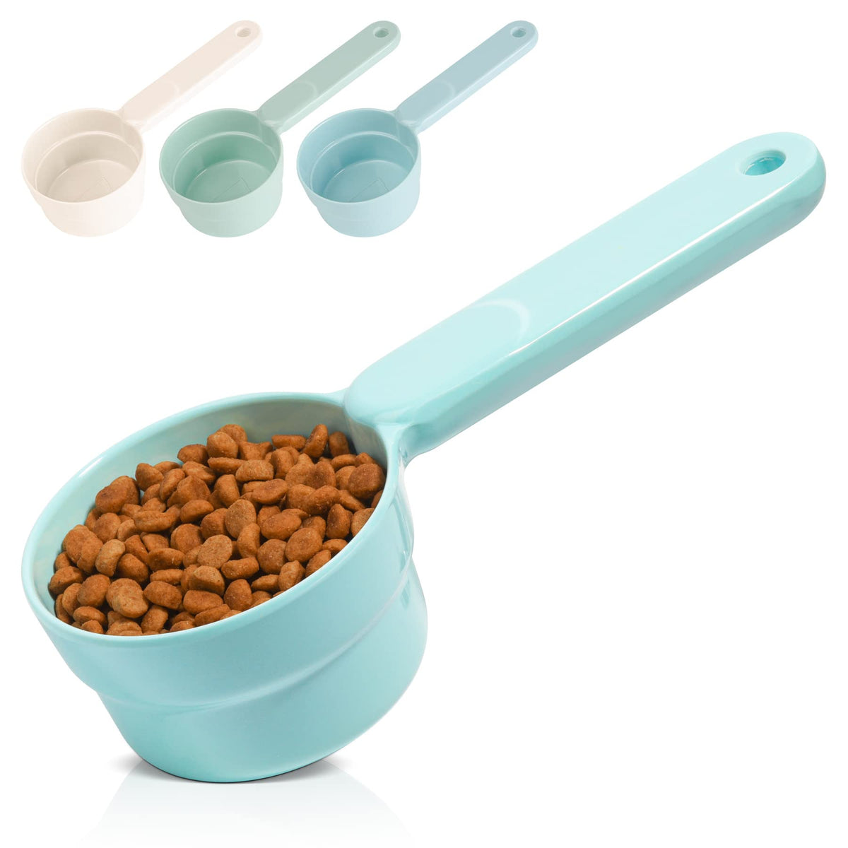 Msbc Melamine Pet Food Scoop, Cat Food Measuring Cups, Comfortable Long Handle Scoop For Dog, Cat, Ferret And Rabbit Food, 1 Cup Size Pet Food Feeding Scoop Dishwasher Safe (Blue)