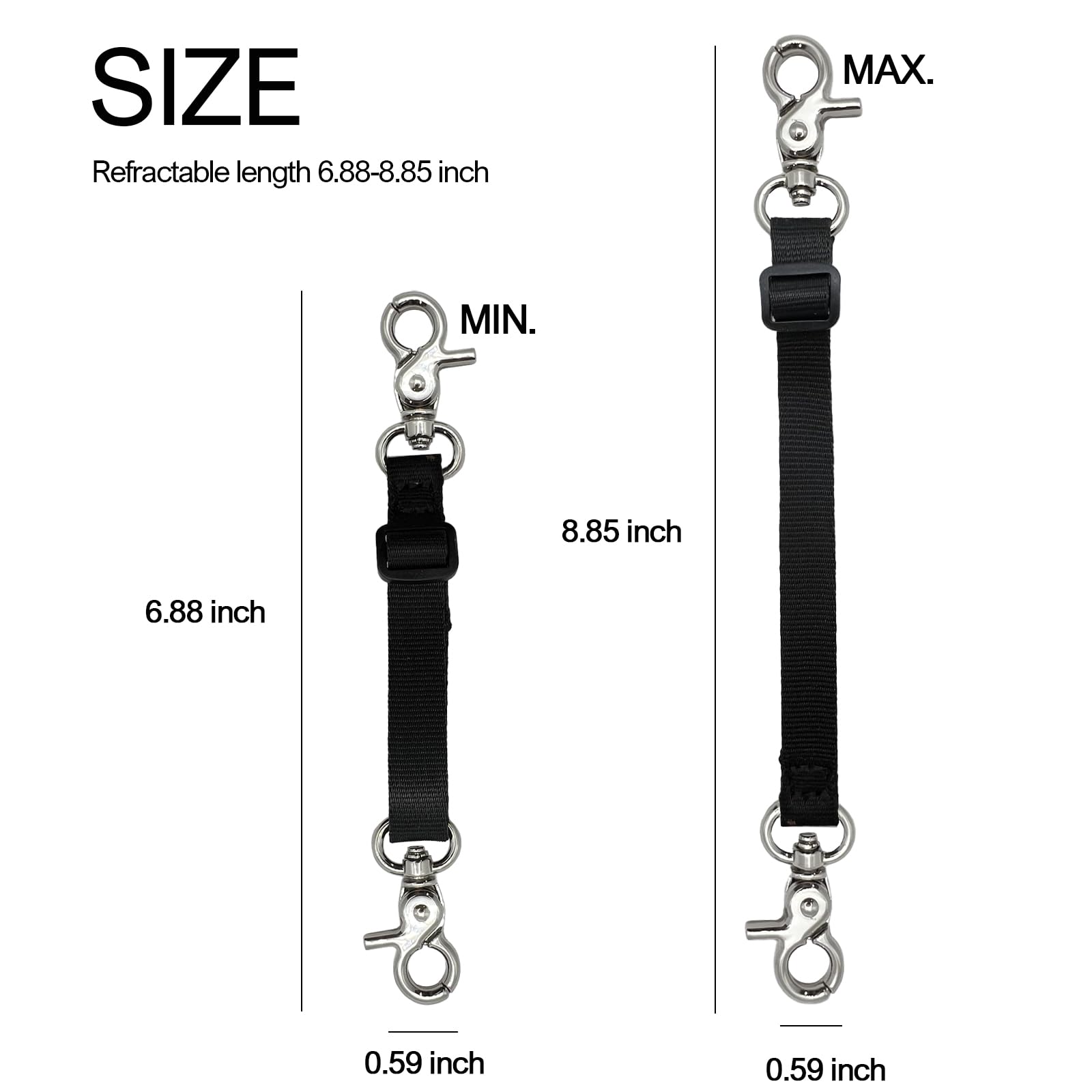Adjustable Backup Safety Clip For Small Dogs, Double Ended Gentle Slip Collar Clip For Dog Harness Leash