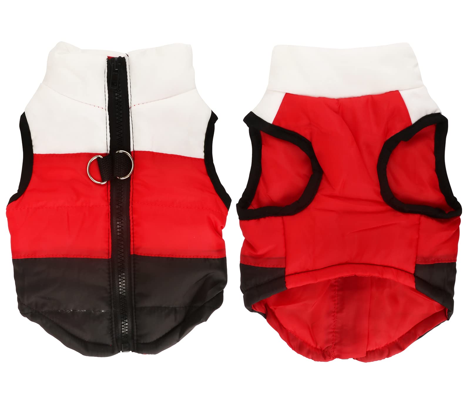 Idepet Pet Dog Cat Coat With Leash Anchor Color Patchwork Padded Puppy Vest Jacket Teddy Chihuahua Costumes Pug Cloth Xs S M L (X-Small (Pack Of 1), Black)