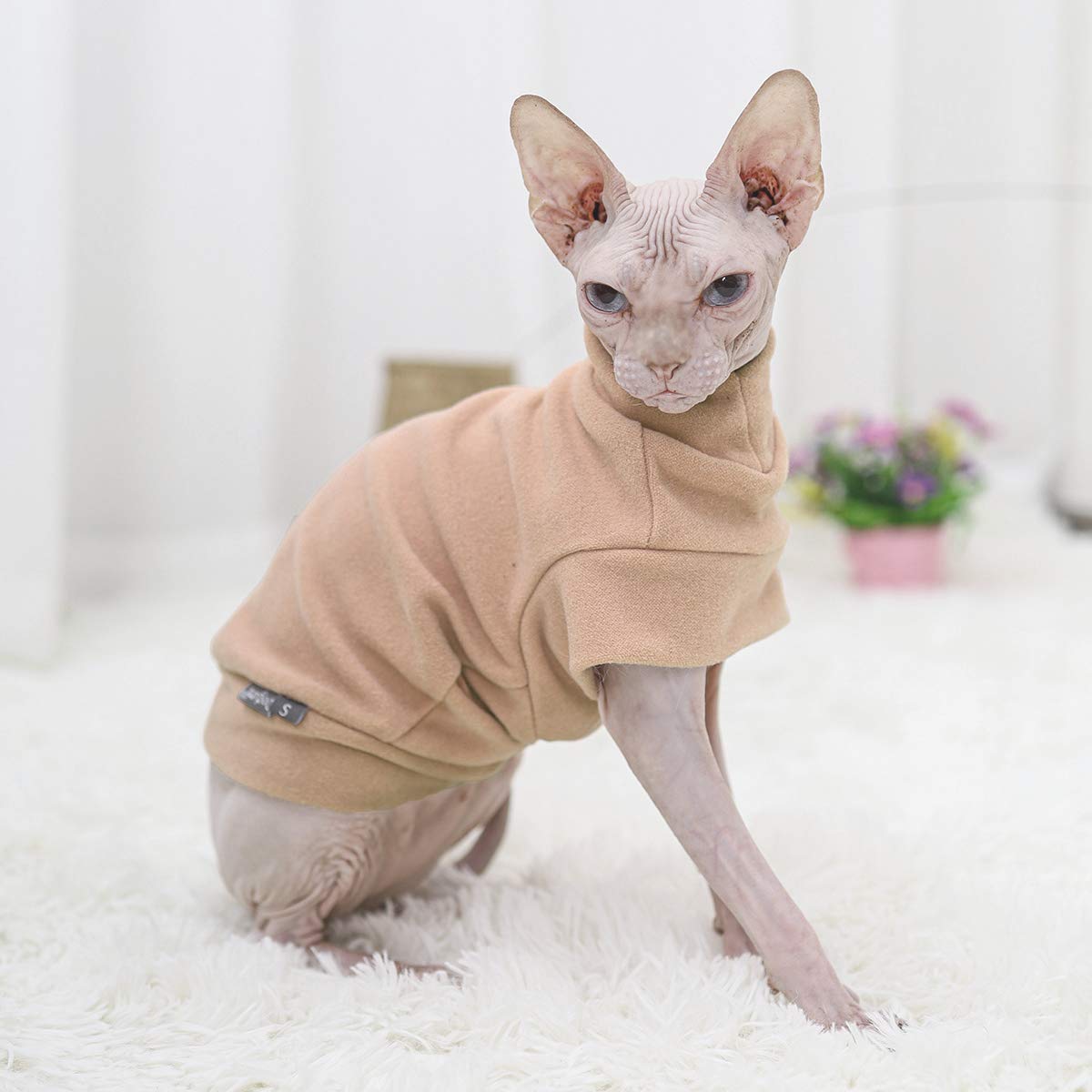 Small Dogs Fleece Dog Sweatshirt - Cold Weather Hoodies Spring Soft Vest Thickening Warm Cat Sweater Puppy Clothes Sweater Winter Sweatshirt Pet Pajamas For Small Dog Cat Puppy (Small, Beige)
