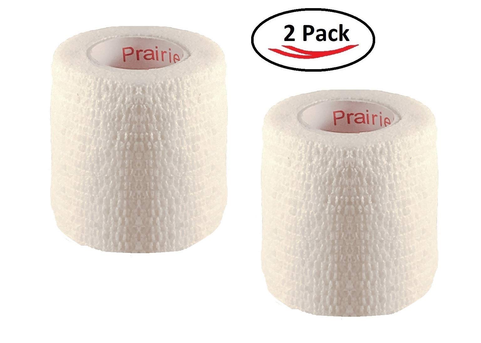 Vet Wrap Tape (White) (2 Pack) (2 Inch x 15 feet) Self Adhesive Adherent Adhering Cohesive Flex Self Stick Bandage Grip Roll Dog