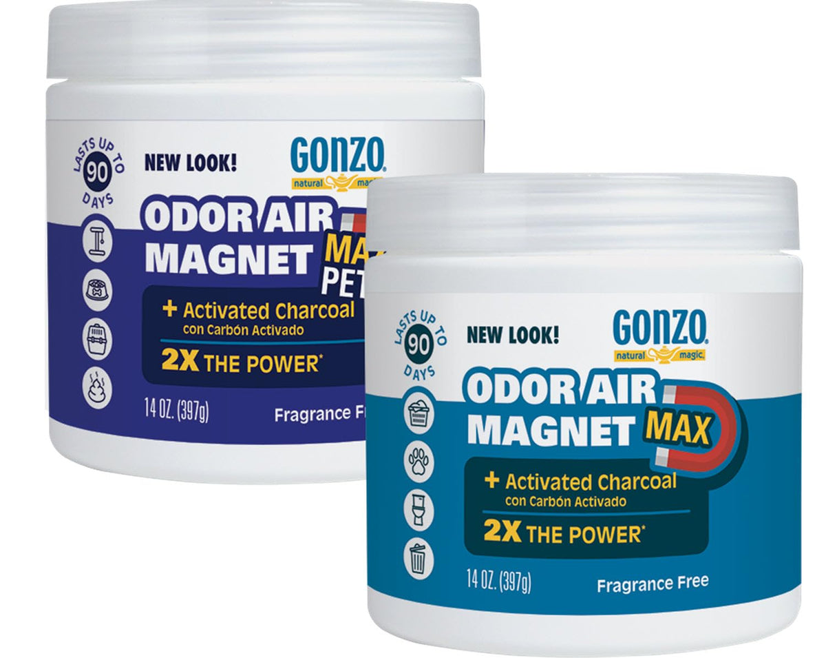 Gonzo Natural Magic Odor Air-Magnet With Activated Charcoal - 14 Ounce (2 Pack) - Odor Eliminator For Car Closet Bathroom And Pe