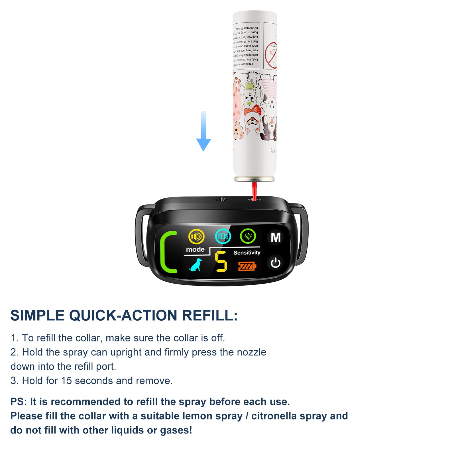 Citronella Spray Refill 2 Pack 3Oz 85G Can Citronella Bark Collar, Spray Bark Collar & Remote Trainers Humane & Safer Citronella