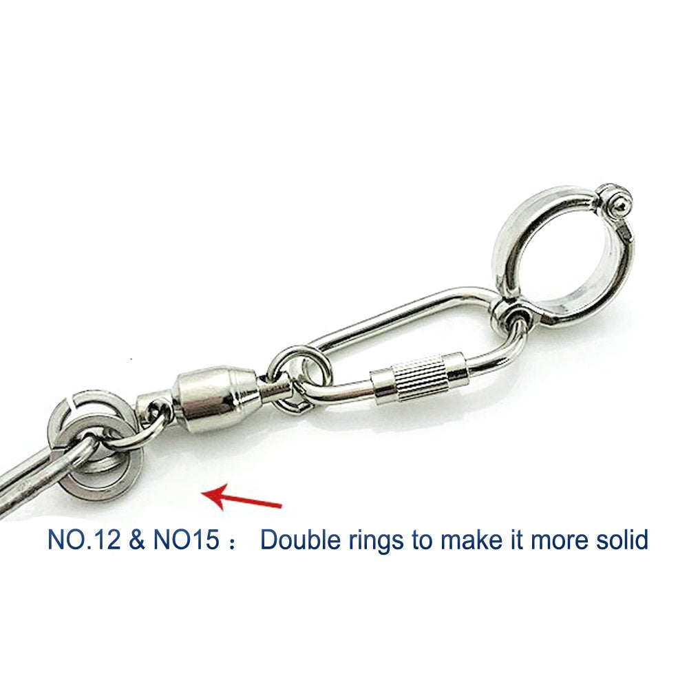 Ebamaz Pet Bird Leash Parrot Foot Chain Stainless Steel 304 Anklet Ring (Model 15, 14.5Mm)