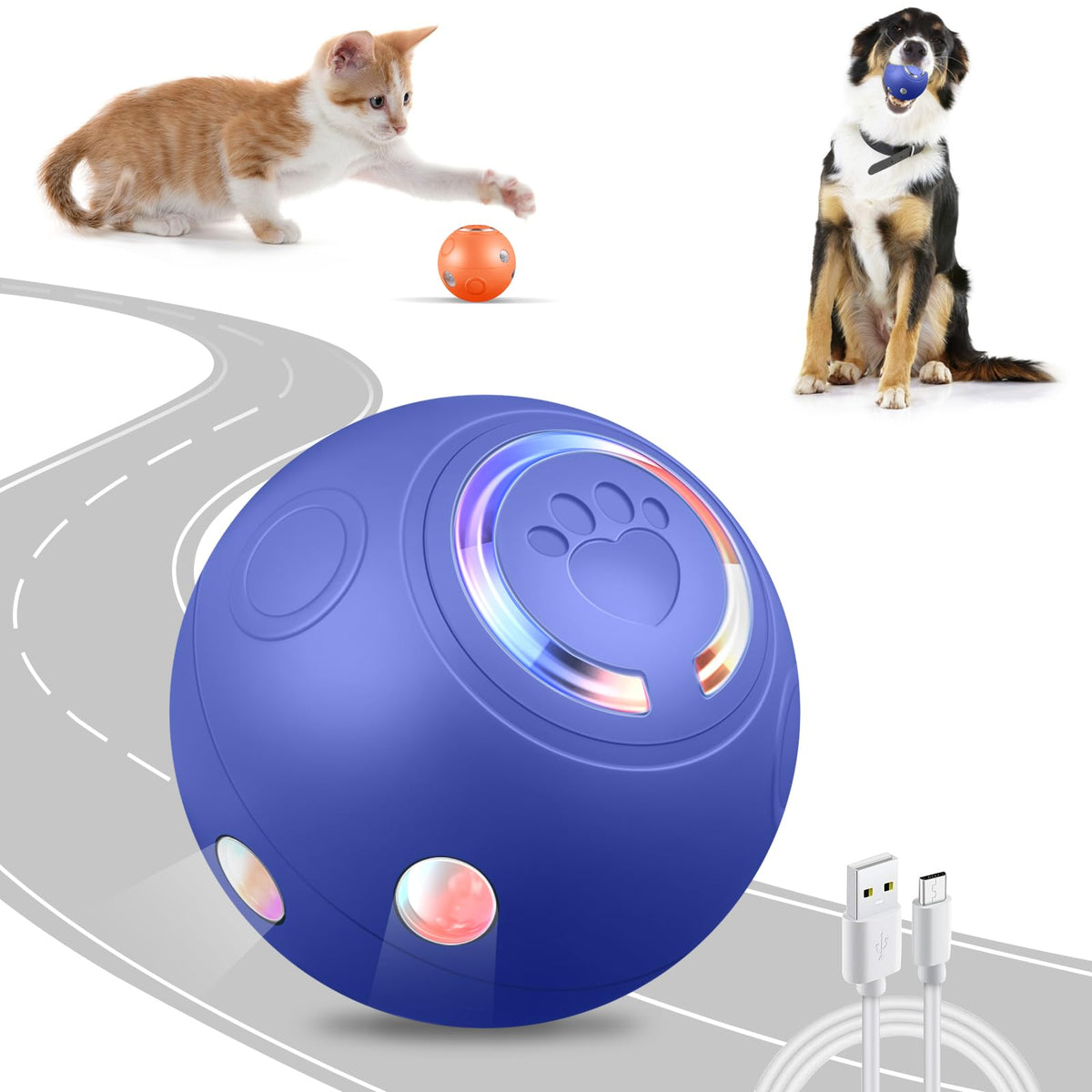 Hvsotv Interactive Dog Ball Toys, Automatic Moving Motorized Rolling D   Petocart