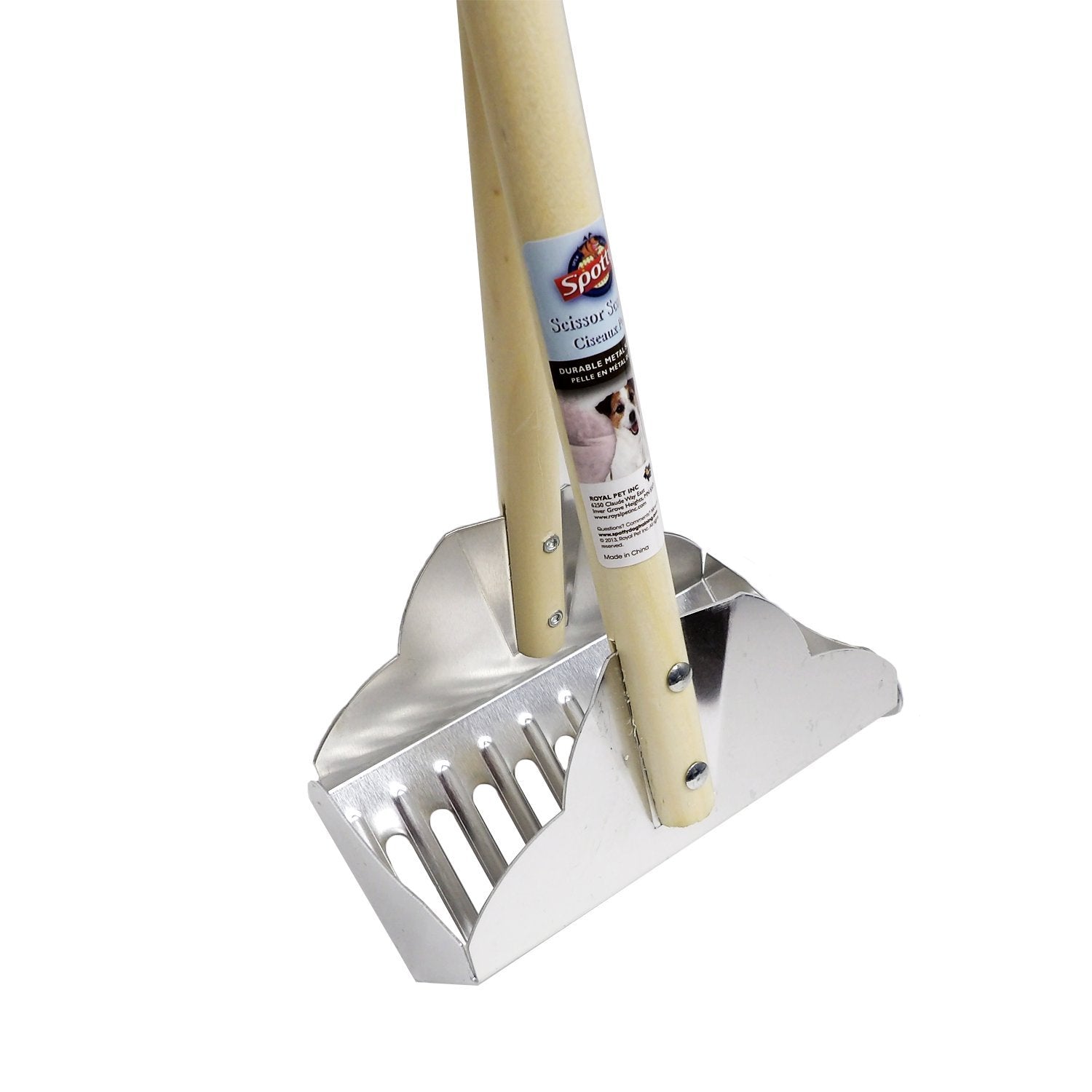 Spotty Easy Pet Dog Waste Pick Up Metal Tray Lightweight Scissor Pooper Scooper With Rake