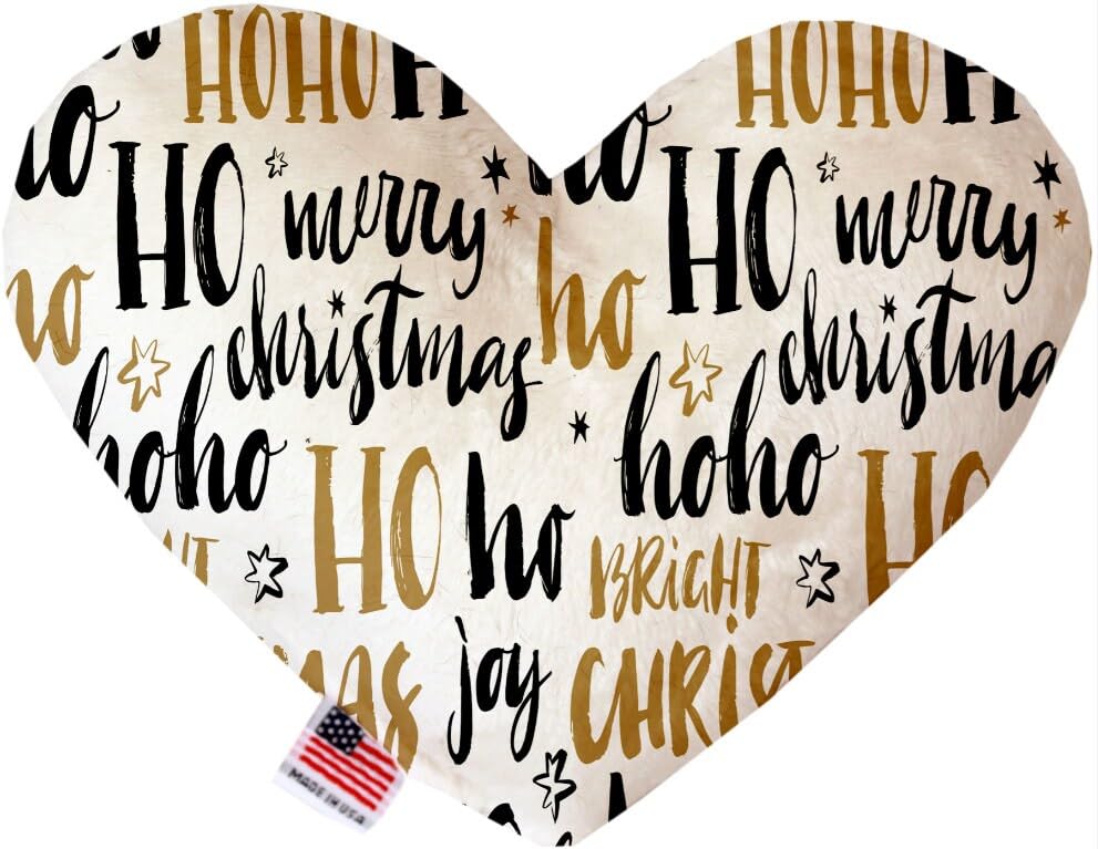 Christmas Pet and Dog Plush Heart or Bone Toy, &quot;Classy Christmas Group&quot; (Available in different sizes and 6 different patterns!) Santa Sayings 6&quot; Plush Bone