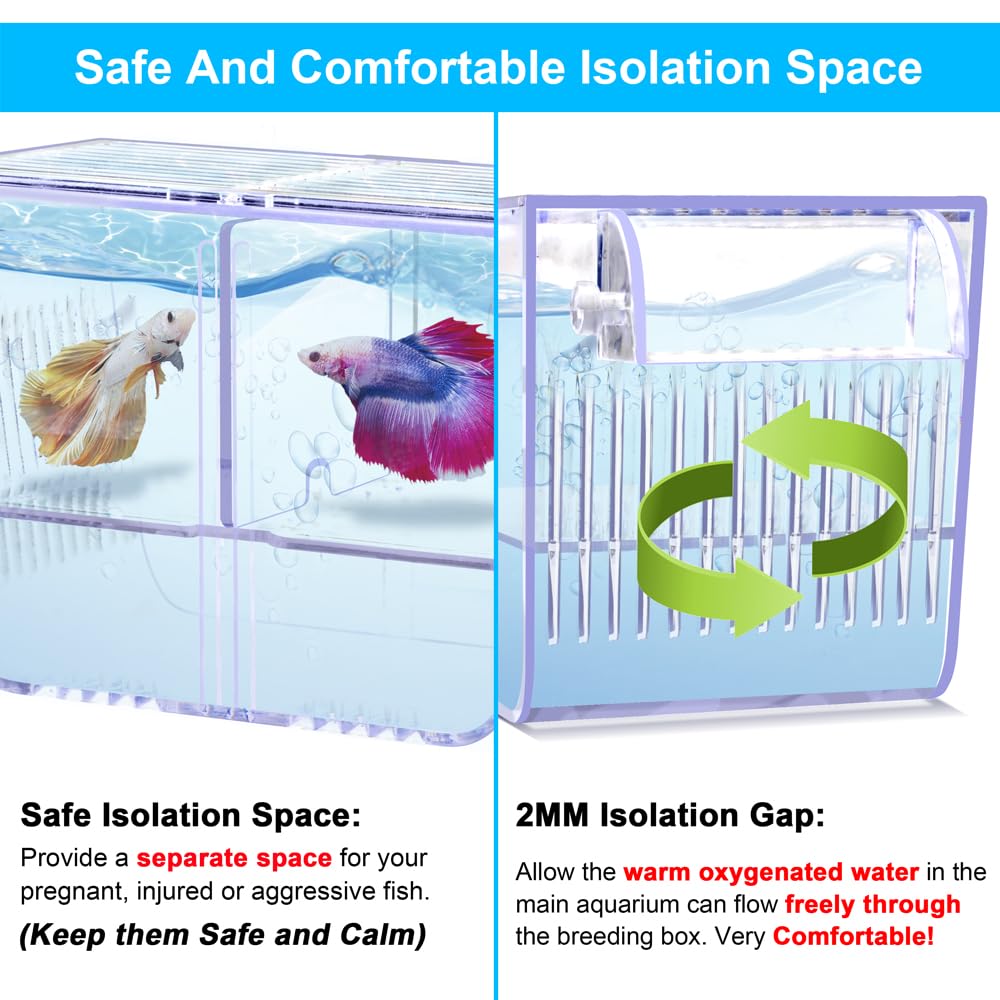 DaToo Fish Breeding Box Aquarium Holding Tank Transparent Fish Isolation Box Acclimation Hatchery Incubator Breeder Box for Baby
