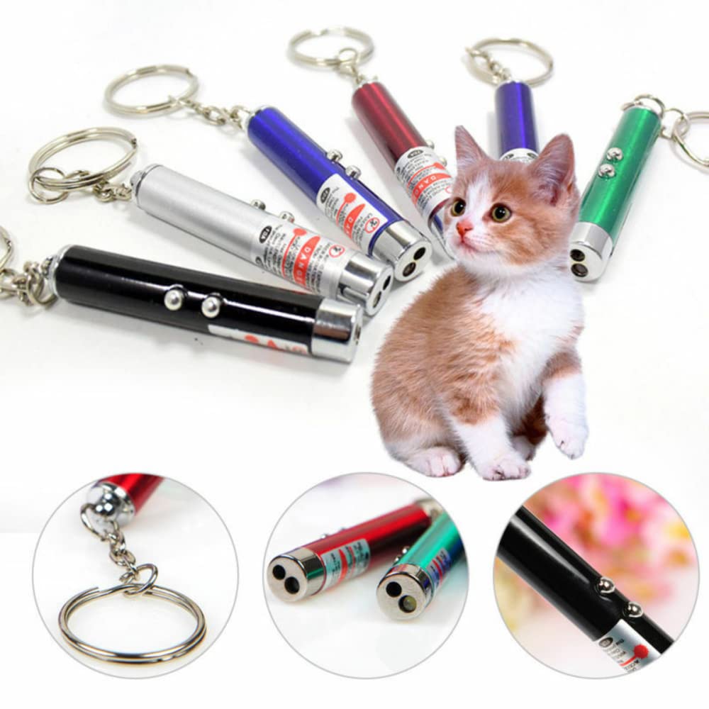 Wnzqk 6 Pcs Cat Toys Laser Pointer Mini Keychain Laser Pointer Led Flashlight Dog Laser Toy Pet Remote Control Laser (6 Pcs Pack