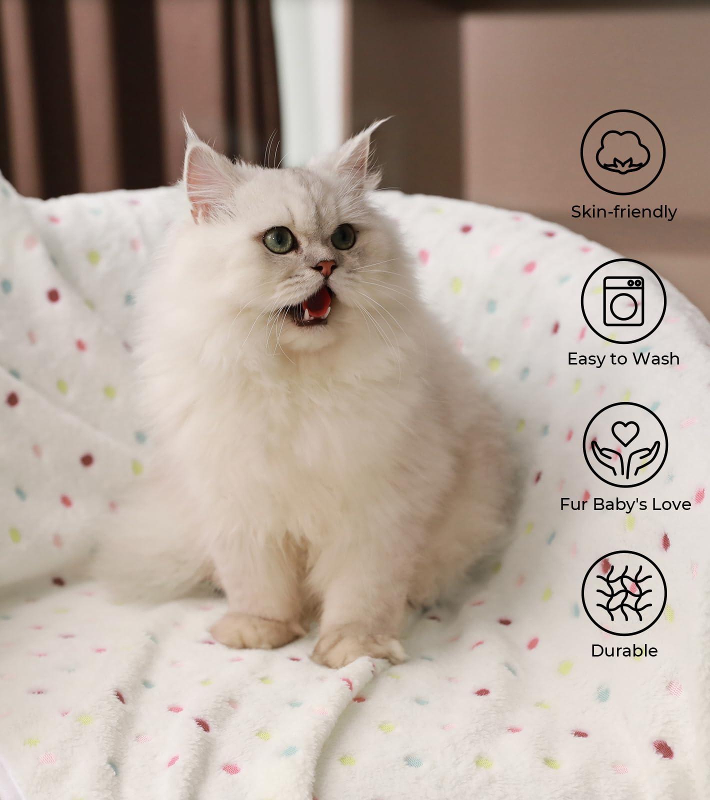 1 Pack 6 Blankets Dog Cat Soft Fluffy Fleece Pet Blanket Warm Cute Print Design Puppy Kitten Blanket Doggy Dot Large(41X31)