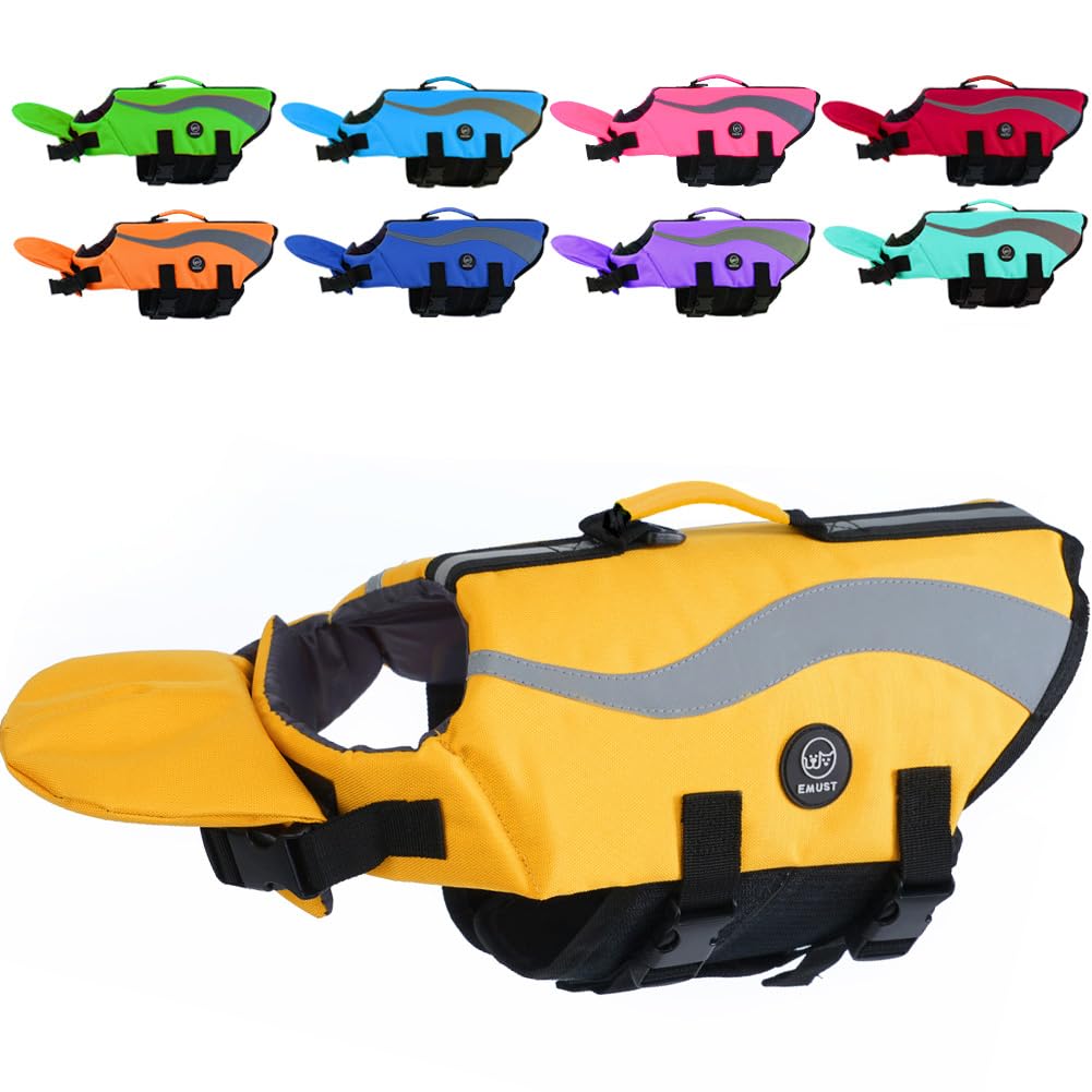 Emust Dog Flotation Vest, Reflective Life Jacket For Small Dogs With Rescue Handle, Small Dog Vests Lifesaver For Swimming Boati