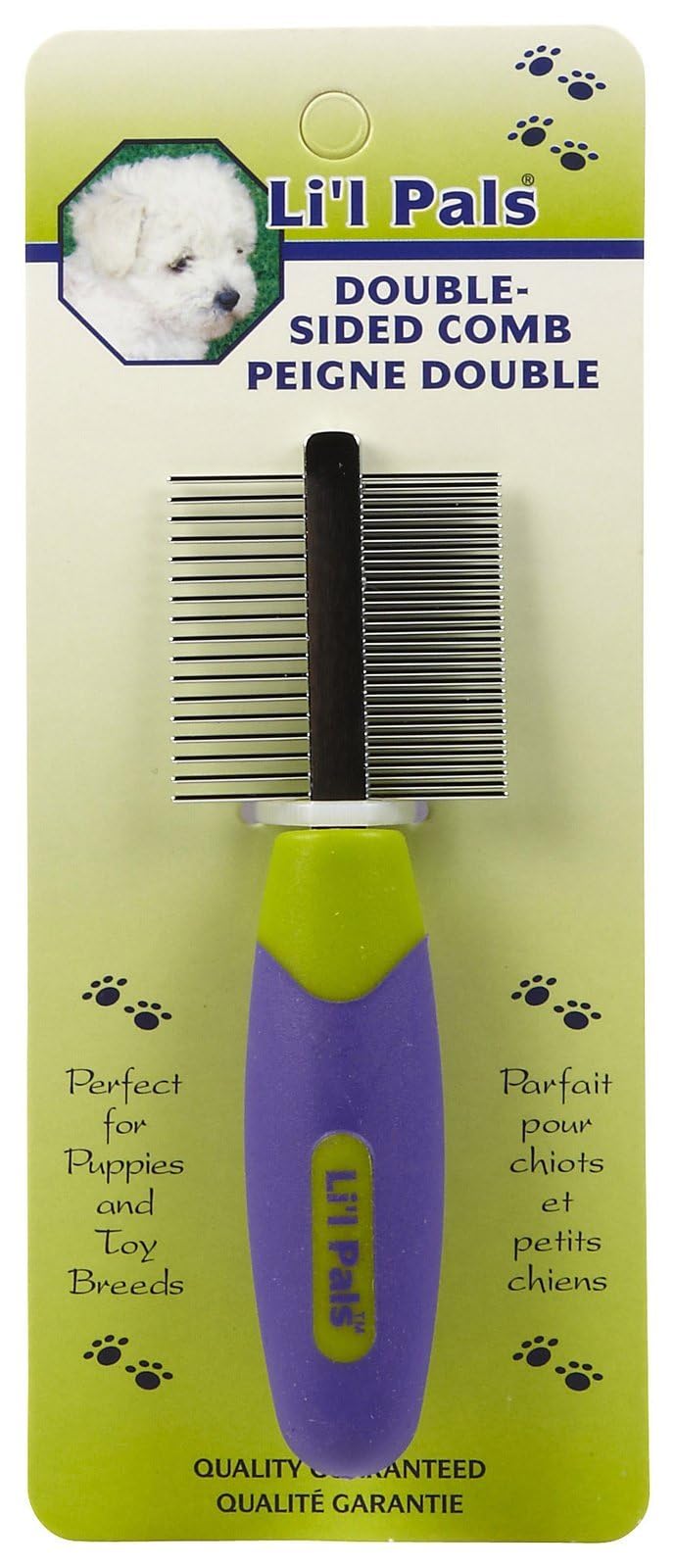 Coastal Pet Li'L Pals Double-Sided Dog Comb - Tick & Flea Comb - Dog Grooming Brush For Small Breeds & Puppies - One Size