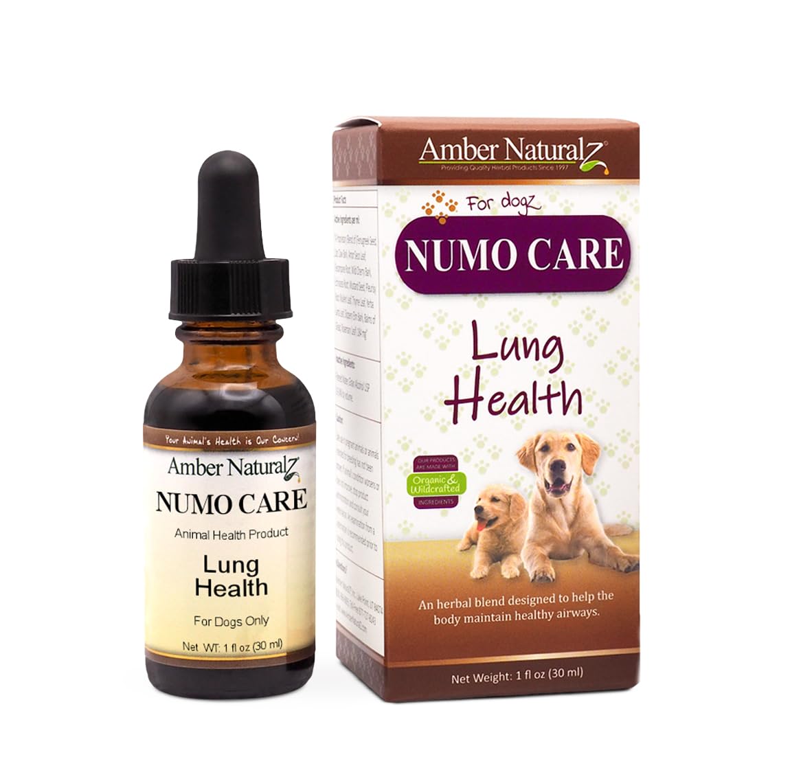 Amber NaturalZ Numo Care Lung Health Herbal Supplement for Dogs | Canine Herbal Supplement for Bronchial Support and Respiratory
