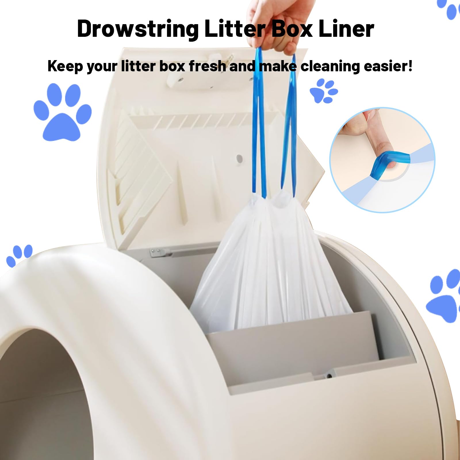 Giaceaw 120 Count Extra Large Cat Litter Box Liners - Light Blue Waste Receptacles for Self-Cleaning Litter Boxes MW-SC01/MW-SC02/MW-L