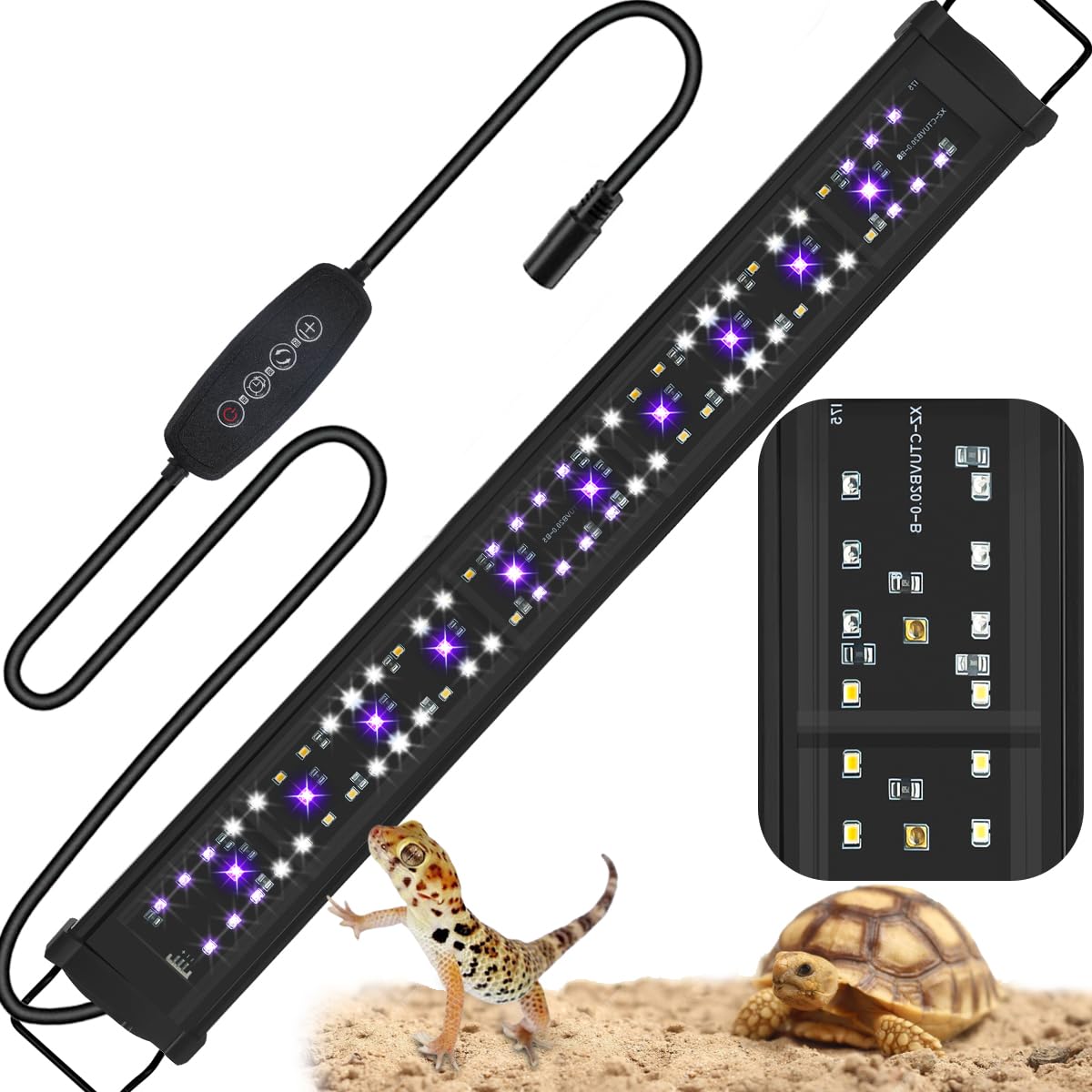 Reptidldb 22' Led Uvb Reptile Light 10.0-20.0 Adjustable With Dimming & Timer, Uva Uvb Lamp For Bearded Dragons, Turtles, Snake
