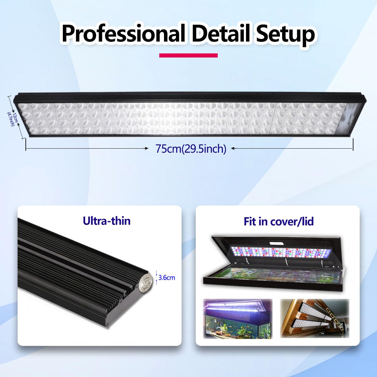 Popbloom Shannon75 Freshwater Full Spectrum Led Aquarium Light Planted Fish Tank Lamp Aquarium Lamp Led Lighting (1 Light For 30-40' Tank, Remote Control)