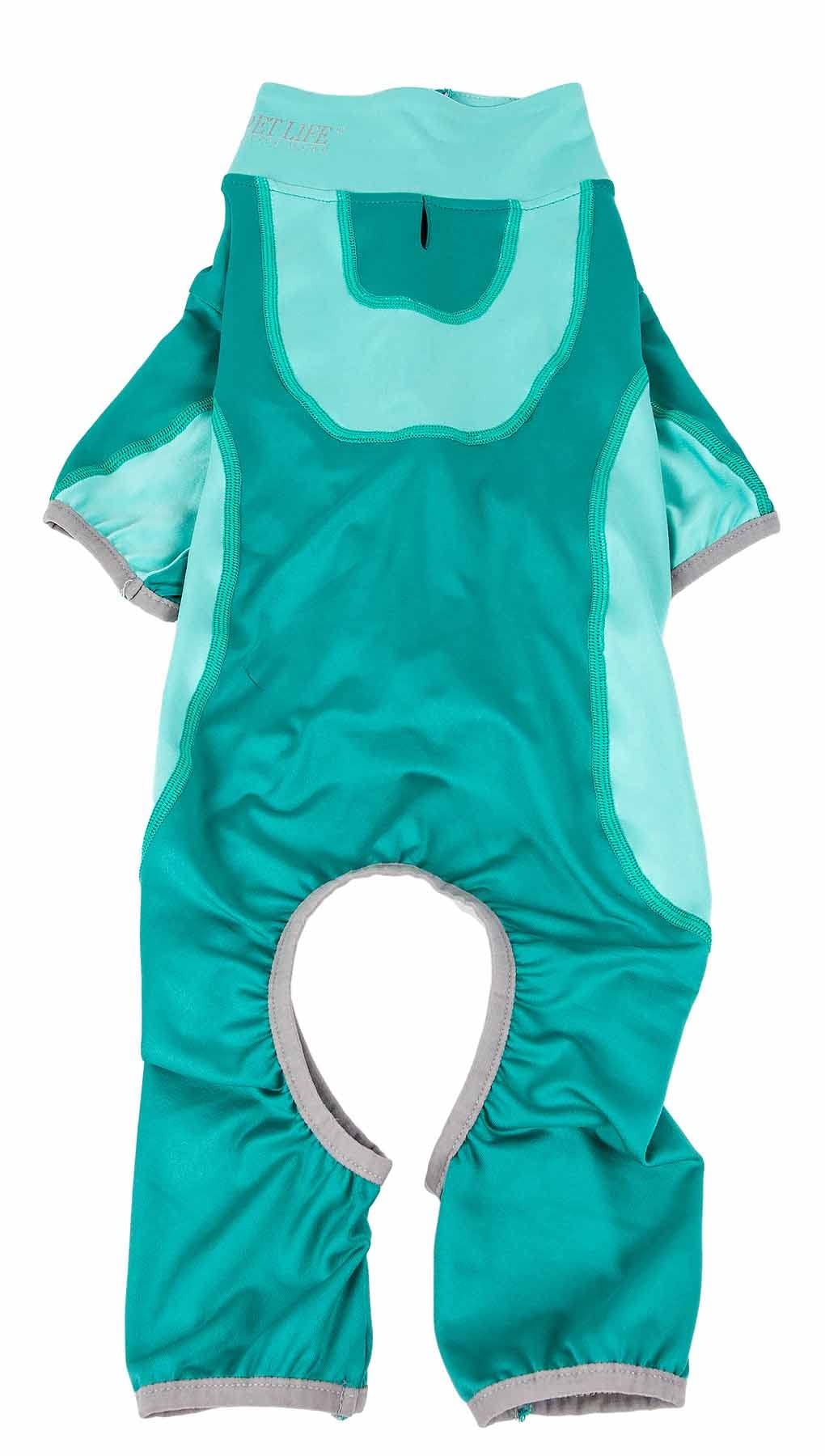 Pet Life Active Warm-Pup Heathered Performance 4-Way Stretch Two-Toned Full Body Warm Up Small Green
