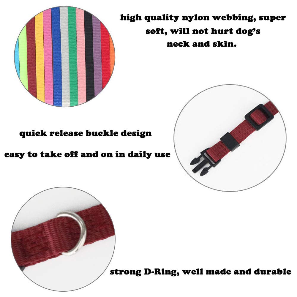 Love Dream Puppy Id Collars - 15Pcs Soft Nylon Adjustable Puppy Whelping Collars For Litter Identification For Newborn Puppies & Kittens (S(6.9'-10.2'))