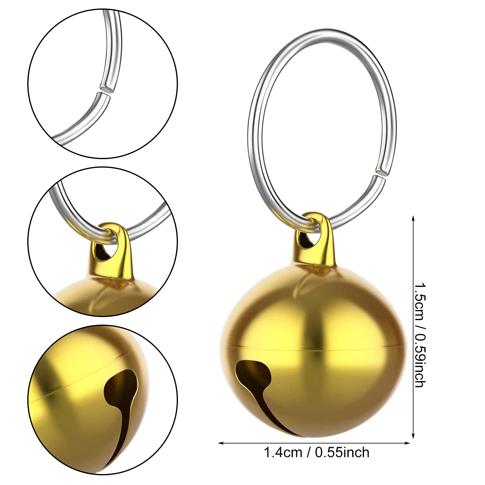 Molain 24Pcs Cat Bells & Dog Collar Bells With Keyrings, Training Jingle Bell Collar Pendant Pet Accessories Festival Party Diy Small Bells(Mixed Color)