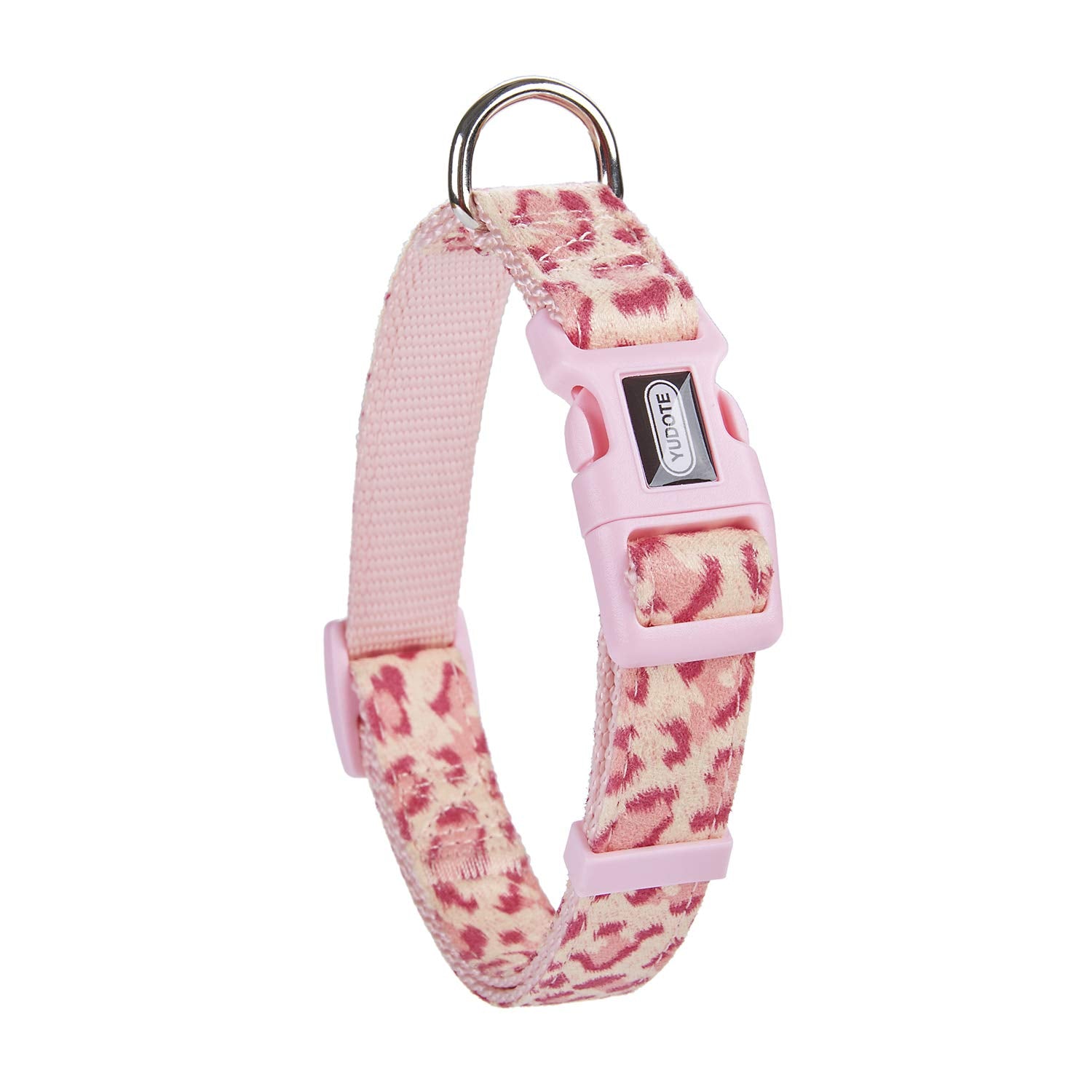 Petiry Fancy Pink Leopard Dog Collar Flocking Fabric Cheetah Scent Premium Soft and for Puppy,Middle and Big Dogs(Neck:16''-25''