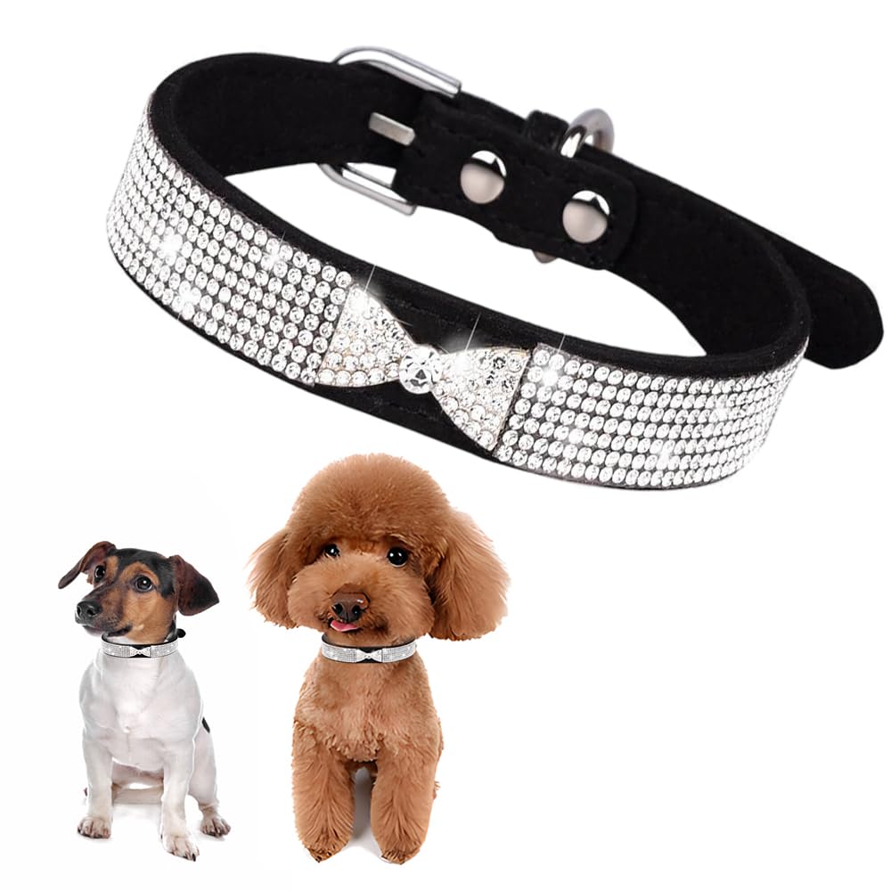 Girl Dog Collars For Small Dogs,Rhinestone Bling Diamond Cute Sparkly Jewelry Cat Collar For Xs Small Medium Large Female Prince