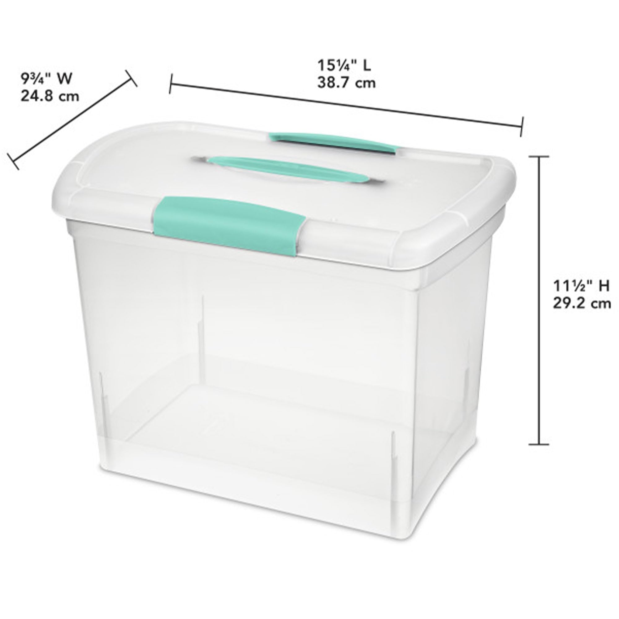 Sterilite Large Nesting ShowOffs, Stackable Small Storage Bin with Latching Lid and Handle, Plastic Container to Organize Office