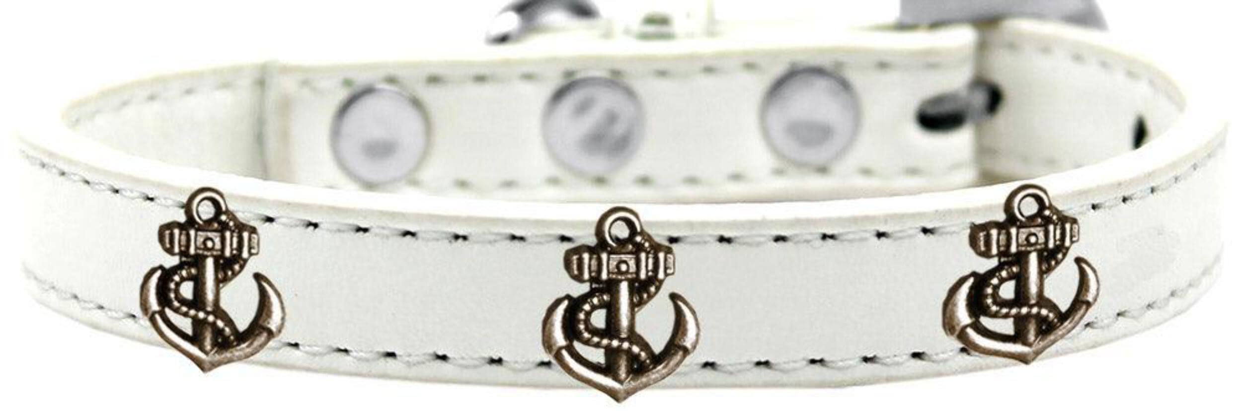 Dog, Puppy & Pet Widget Fashion Collar, Bronze Anchor Bright Pink 16