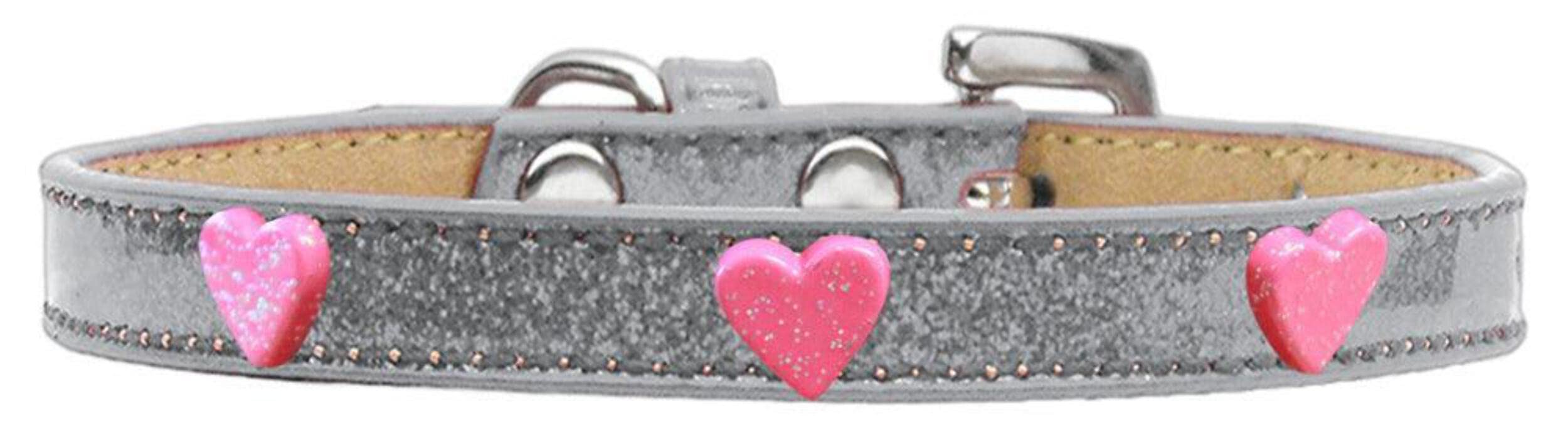 Dog, Puppy & Pet Widget Ice Cream Collar, &quot;Pink Glitter Heart&quot; Pink 20
