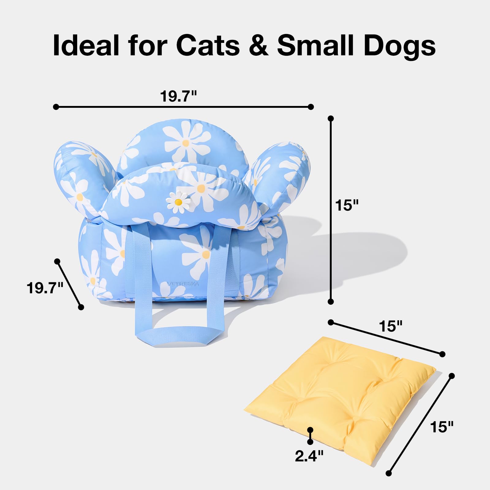 Vetreska Pet Car Seat For Small Dogs - Washable Cat Carrier For Car Seat Portable Puppy Dog Bed, Pet Travel Carrier Bed With Saf