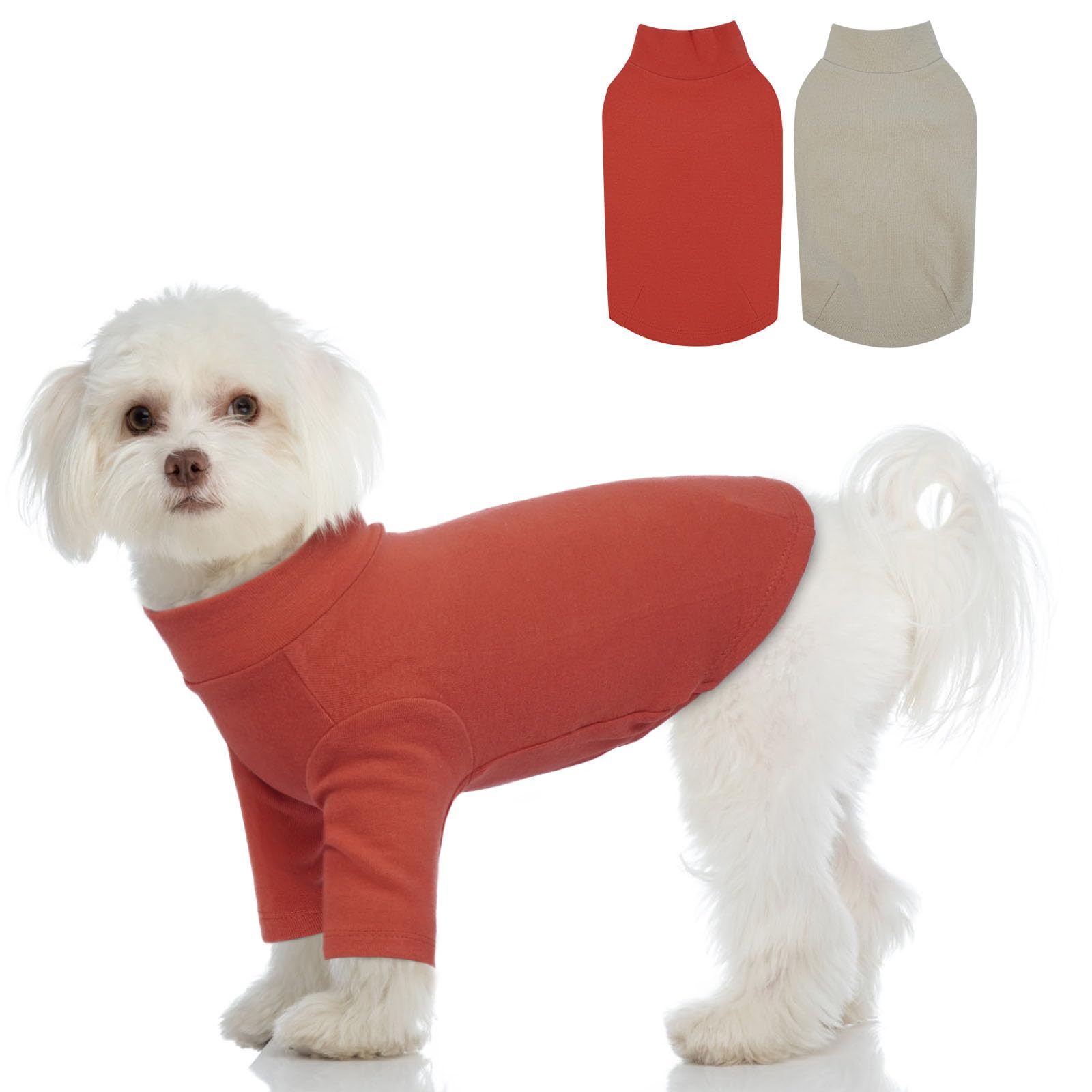 2 Pack L Letsqk Simple Designed Long-Sleeve Dog Tee For Small Breeds, Perfect For Spring, Preventing Dogs From Losing Temperatur