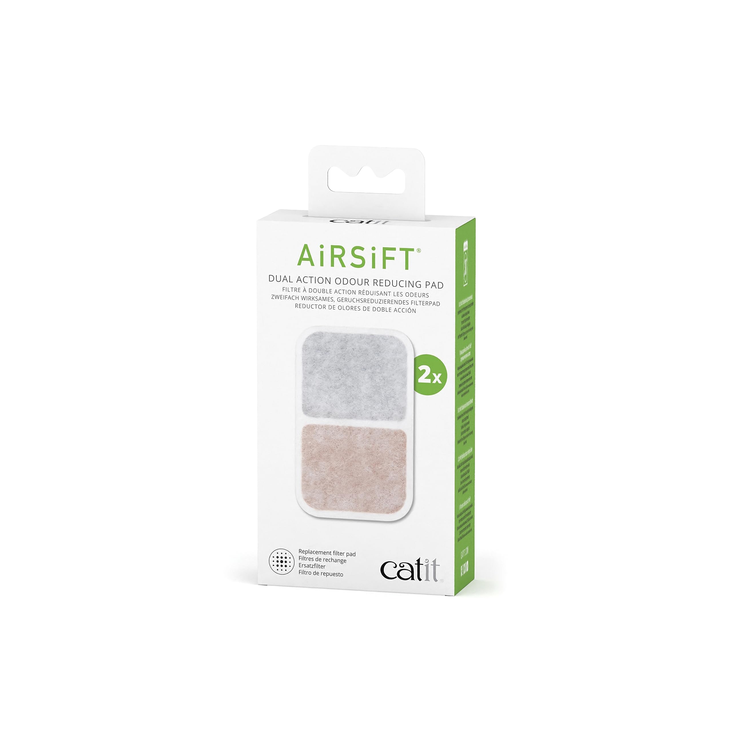Catit Airsift Dual Action Air Purifier Pad, 2 Pack - Two Media Filter to Keep Litter Box Odors at Bay